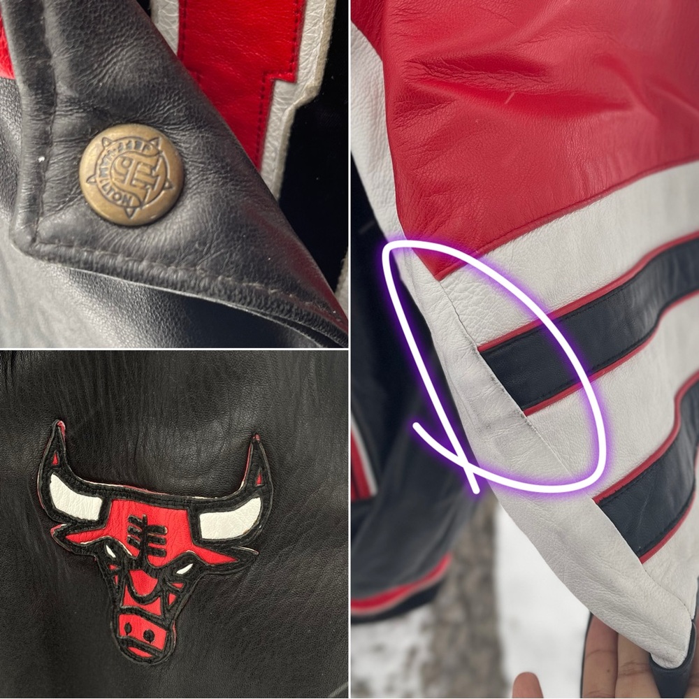 ❌SOLD❌ Vintage Chicago Bulls NBA Hamilton Reversible Leather Jacket 90s Bomber - Picture 6 of 12